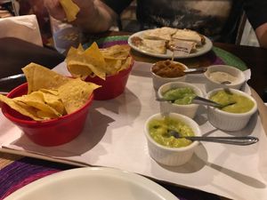 Nachos and sauces at Nacho Libre in Sao Paulo