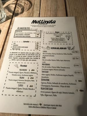 Menú at Matinatta de Laura Vanelli in Martinez