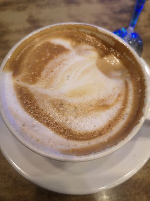 Café au lait with soy milk at French Bakery in Kathmandu
