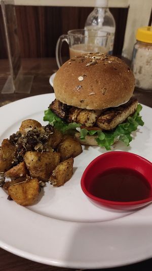 Tofu burguer at French Bakery in Kathmandu