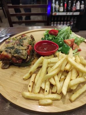 Vegan lasagne at French Bakery in Kathmandu