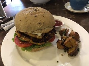 Heaven burger  at French Bakery in Kathmandu