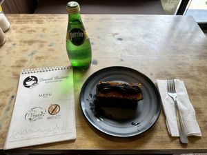 Vegan biscoff brownie. Yum!  at French Bakery in Kathmandu