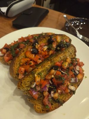 Bruschetta with pesto at French Bakery in Kathmandu