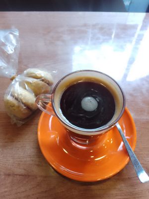 Coffee and vegan cookies at French Bakery in Kathmandu