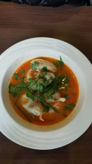 veg momo soup at French Bakery in Kathmandu