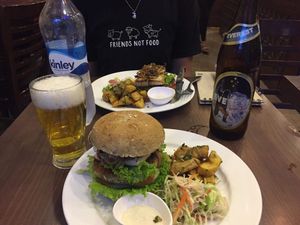 Vegan heaven burgers ! at French Bakery in Kathmandu