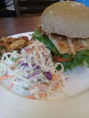 Vegan burger at French Bakery in Kathmandu