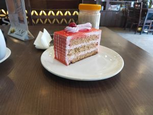 Strawberry cake at French Bakery in Kathmandu