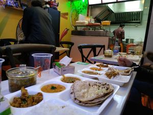 Thali: two different carri, sabji, rice and 4 chapati at Namaste in Shenzhen