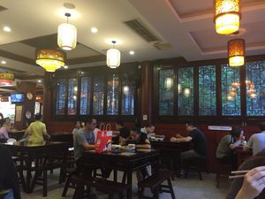 The view outside the main dining area. at Qiānhé Qīngxīn 谦和清心素食 - 温江店 in Chengdu