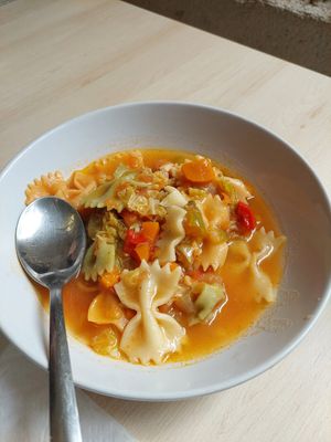 Minestrone , soup of the day . at The Corra Linn in Salou