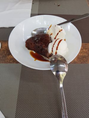 Sticky toffee pudding  at The Corra Linn in Salou