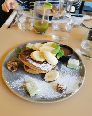 Banana marshmallows and chocolate on the side at Where The Pancakes Are in South East London