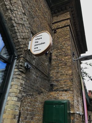 sign at Where The Pancakes Are in South East London