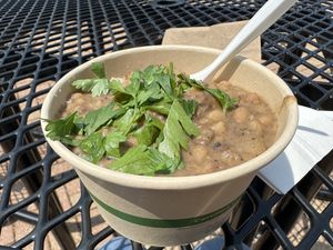 Special from May 2023, served during Czech holidays/events in town: bílá fazolová polévka (white bean stew).  at The Full Bowl in Cedar Rapids