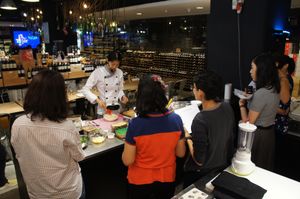 Raw Chef Yin conducting a demo on how to make raw vegan Thai dishes at Raw Vegan Workshop - Eating Thai & Spice of India in Kuala Lumpur