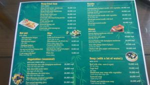 Menu 1 at Huong Sen in Ha Giang