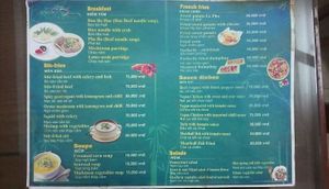 Menu at Huong Sen in Ha Giang