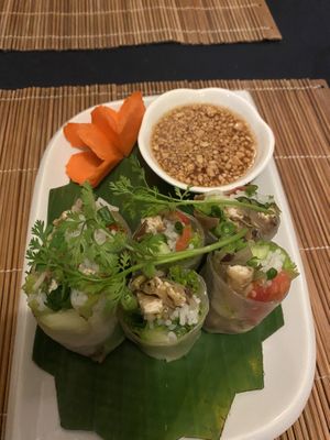 Spring rolls   at Bamboo Tree Lao Cooking School and Restaurant in Luang Prabang