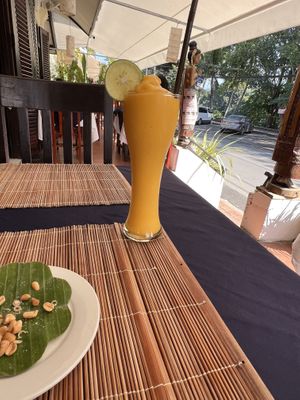 Mango smoothie   at Bamboo Tree Lao Cooking School and Restaurant in Luang Prabang
