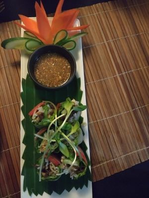 Fresh spring rolls at Bamboo Tree Lao Cooking School and Restaurant in Luang Prabang