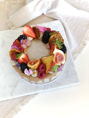 Celebration Cake. Midi with a fruit and berries halo.  at Rawlicious Delicious in Gold Coast