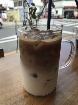 Iced soy vanilla latte   at Cafe Vege Bakery in Gyeongju