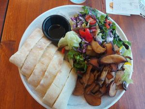 Mushroom salad at Cafe Vege Bakery in Gyeongju