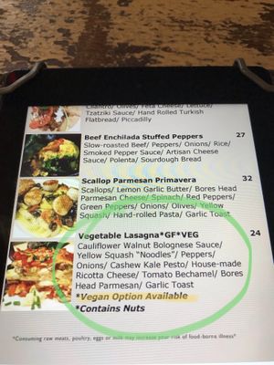 Portion of the Menu at Horn O Plenty in Bedford