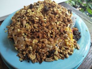 Muesli, fruit, soy yogurt at Blue Diamond in Chiang Mai