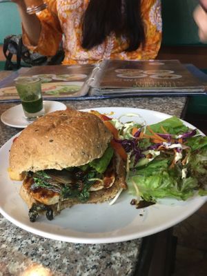 pad krapow burger at Blue Diamond in Chiang Mai