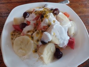 Fruit and coconut yogurt at Blue Diamond in Chiang Mai