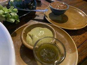 Avocado, oil dressing; peanut sauce  at Blue Diamond in Chiang Mai