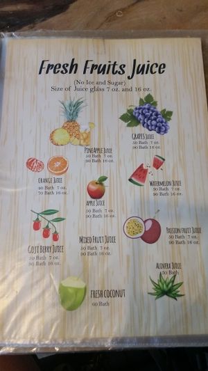 Menu at Blue Diamond in Chiang Mai