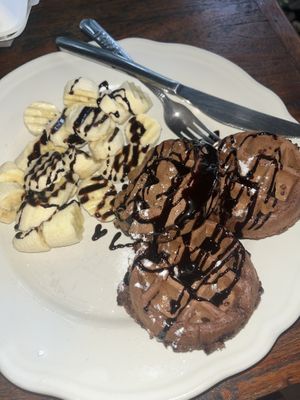 Chocolate waffles and banana  at Blue Diamond in Chiang Mai