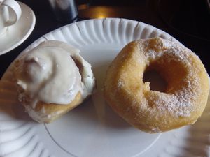 cinnamon roll and doughnut. at Blue Diamond in Chiang Mai