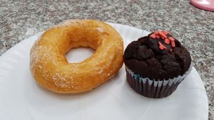Vegan donut and chocolate muffin at Blue Diamond in Chiang Mai