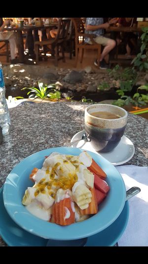 Fruits with soy yogurt at Blue Diamond in Chiang Mai