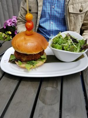 Tempeh burger at Tin Pan Alley in Provincetown