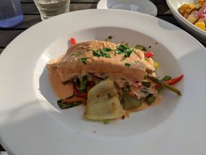 Red curry with vegetables and tofu at Tin Pan Alley in Provincetown
