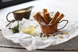 Chickpea Fries & Home made Organic Vegan Mayo at Mandala in Belgrade