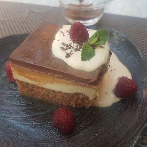 Ledena kocka ("ice cube"). Absolutely incredible dessert. Pretty huge, though. at Mandala in Belgrade