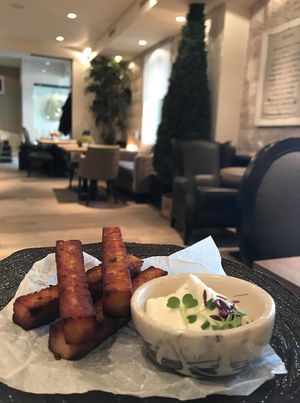 Healthy fries with vegan mayonnaise  at Mandala in Belgrade
