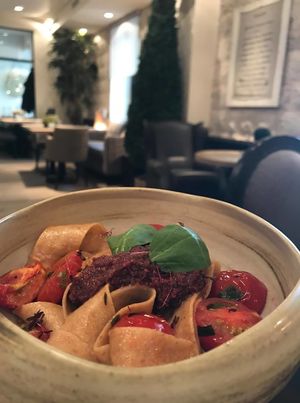 tagliatelle with beetroot  at Mandala in Belgrade