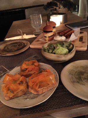 Burger vegan and carrot tartine  at Mandala in Belgrade