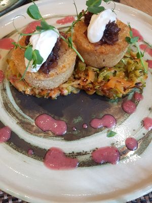 Rice medallions at Mandala in Belgrade