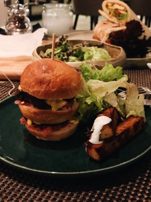 Vegan cheeseburger at Mandala in Belgrade