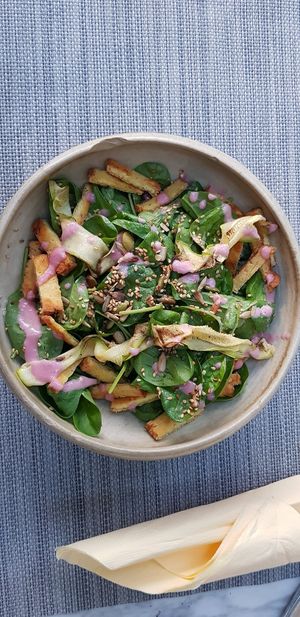 Spinach salad at Mandala in Belgrade