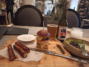 Vegan cheeseburger menu at Mandala in Belgrade